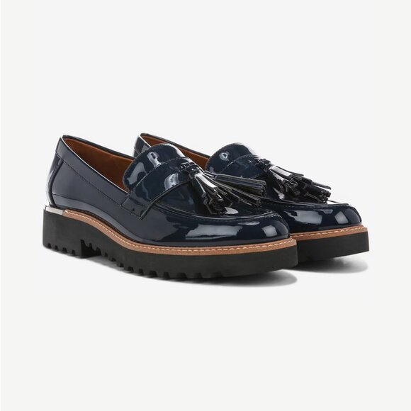 Franco Sarto Carolynn Tassel Loafer Navy Faux Patent Leather (Size 6.5) - Picture 1 of 13